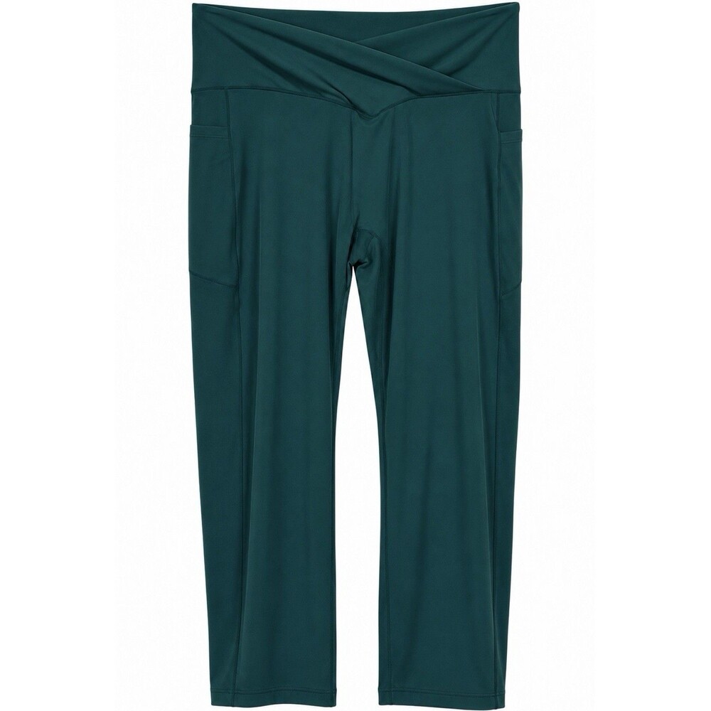 Halara SoftlyZero High Waisted Crossover Pocket Capri Yoga Leggings XL Green NWT